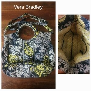 Vera Bradley Black and Yellow Floral Shoulder Bag